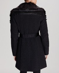 Karen Millen Coat Quilted Faux Fur Collar