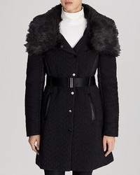Karen Millen Coat Quilted Faux Fur Collar