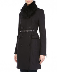 Dawn Levy Double Breasted Fur Collar Coat