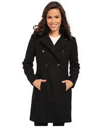 Jessica Simpson Double Breasted Twill Coat With Removeable Faux Fur Collar