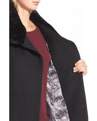 Soia & Kyo Elma Belted Wool Blend Coat With Removable Faux Fur Trim