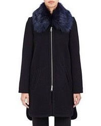 Chloé Fur Collar Melton Coat Colorless