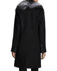 Diane von Furstenberg Fur Collar Wool Coat