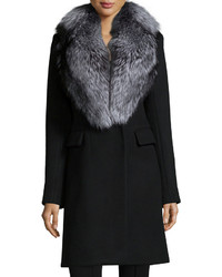 Diane von Furstenberg Fur Collar Wool Coat