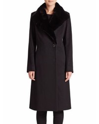 Cinzia Rocca Fur Collar Wool Walking Coat