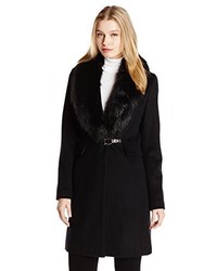 Ivanka Trump Wrap Coat With Removable Faux Fur Collar