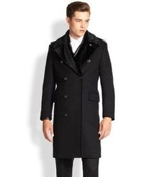 Kent And Curwen Wool Blend Double Breasted Officer Coat