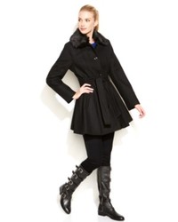 Laundry by Design Faux Fur Collar Flared Coat
