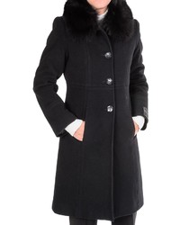 Kristen Blake Long Wool Cashmere Coat Fox Fur Collar