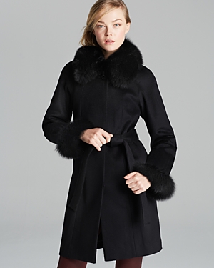 Maximilian Cashmere Coat With Fox Fur Collar, $1,197 | Bloomingdale's ...