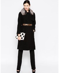 Antipodium Perpetua Belted Trench With Faux Fur Collar