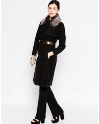 Antipodium Perpetua Belted Trench With Faux Fur Collar