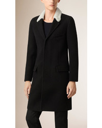 Burberry Prorsum Wool Topcoat With Shearling Collar