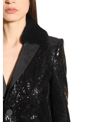 Dsquared2 Sequined Coat W Mink Fur Collar