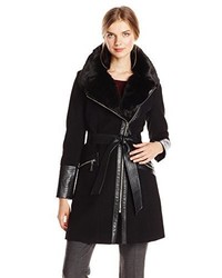 Via Spiga Kate Wool Blend Coat With Faux Fur Collar