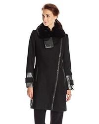 Via Spiga Wool Coat With Faux Fur Collar