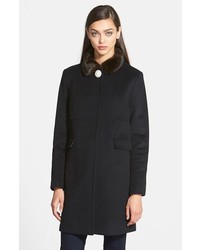 Eliza J Wool Blend Coat With Faux Fur Collar