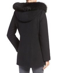 Sachi Wool Blend Coat With Genuine Fox Fur Trim