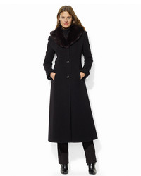Lauren Ralph Lauren Wool Cashmere Blend Faux Fur Collar Maxi Coat