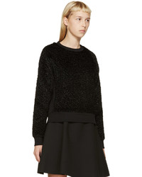 Carven Black Faux Astrakhan Sweater