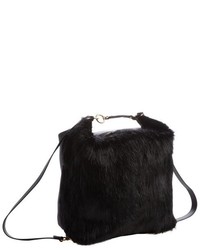 Marni Black Leather And Fur Detail Castorino Backpack