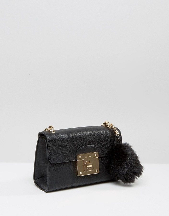 ALDO Minimal Shoulder Bag With Faux Fur Pom, ASOS