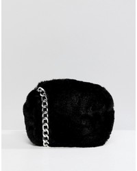 Pull&Bear Fur Cross Body Bag In Black