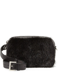 Prada Nappa Bomber Mink Fur Belt Bag Black