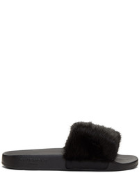 Givenchy Black Mink Fur Slides