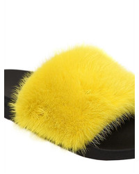 Givenchy Mink Fur Rubber Slide Sandals