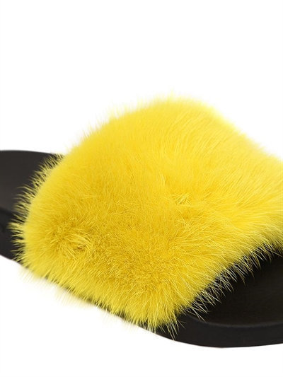 Givenchy mink fur clearance and rubber slides