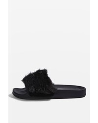 Topshop Hoot Faux Fur Sliders