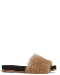 Linea Paolo Lisa Genuine Rabbit Fur Slide Sandal