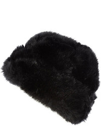 River Island Black Faux Fur Beanie Hat