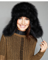 The Fur Vault Black Fox Fur Trapper Hat