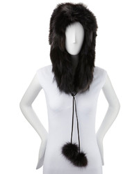 Pologeorgis Fox Fur Hat With Pompom Black