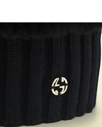 Gucci Black Fur Knitted Wool Hat
