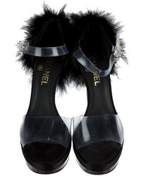 Chanel Feather Embellished Pvc Sandals