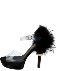 Chanel Feather Embellished Pvc Sandals