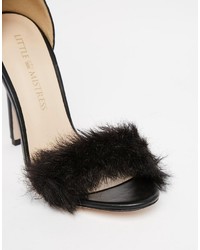 Little Mistress Monroe Faux Fur Ankle Strap Heeled Sandals