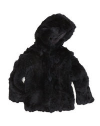Adrienne Landau Rex Hooded Fur Coat Black