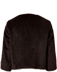 Brunello Cucinelli Alpaca Wool Blend Faux Fur Cropped Jacket
