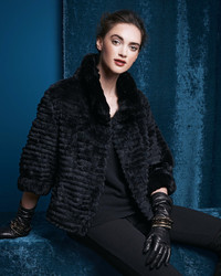 Vince Belle Fare High Collar Layered Fur Coat