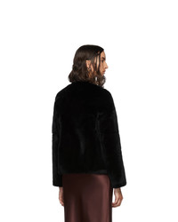 Yves Salomon Meteo Black Rabbit Fur Short Coat