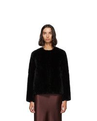 Yves Salomon Meteo Black Rabbit Fur Short Coat