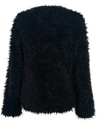 Choies Black Soft Faux Fur Coat With Teddy Texture Lining