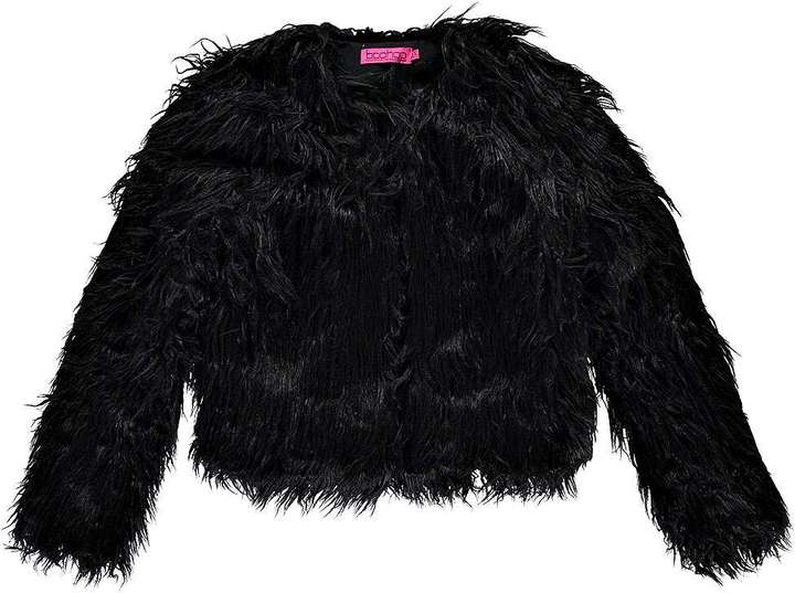 Boohoo Aimee Shaggy Faux Fur Coat, $70 | BooHoo | Lookastic