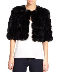 Adrienne Landau Cropped Rabbit Fur Jacket