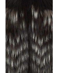 Burberry Denistone Chevron Stripe Genuine Fox Fur Jacket