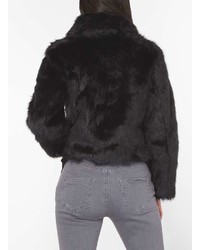 Dorothy Perkins Petite Black Plush Faux Fur Jacket
